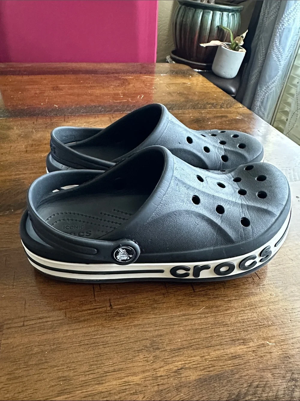 CROCS Kids Black Clog with White Trim
